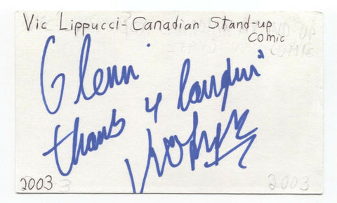 Vic Lippucci Signed 3x5 Index Card Autographed Signature Comedian Comic Actor