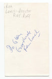 Ken Loach Signed 3x5 Index Card Autographed Signature Director "Kes"