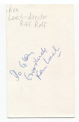 Ken Loach Signed 3x5 Index Card Autographed Signature Director "Kes"