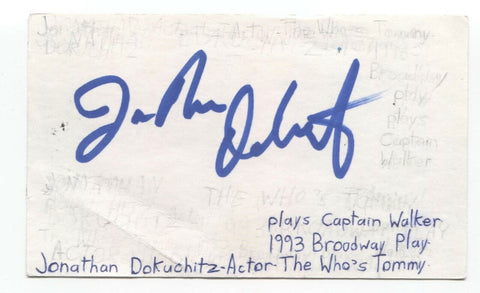 Jonathan Dokuchitz Signed 3x5 Index Card Autograph Signature Actor Voice Disney