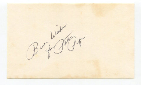 Patti Page Signed 3x5 Index Card Autograph Country Music Singer Musician