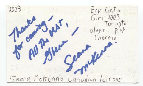 Seana McKenna Signed 3x5 Index Card Autographed Signature Actress