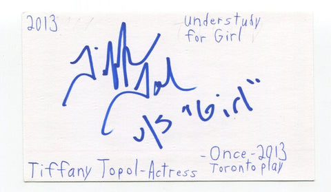 Tiffany Topol Signed 3x5 Index Card Autographed Actress Once The Surrogate