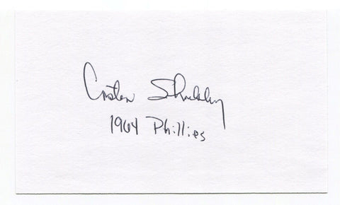 Costen Shockley Signed 3x5 Index Card Autographed MLB Baseball Phillies