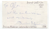 Arsinee Khanjian Signed 3x5 Index Card Autograph Actress Producer