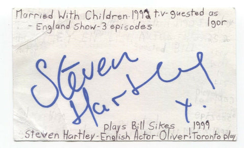 Steven Hartley Signed 3x5 Index Card Autographed Signature English Actor