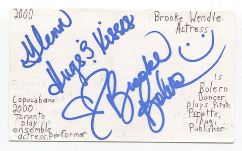 Brooke Wendle Signed 3x5 Index Card Autographed Actress Winter's Tale