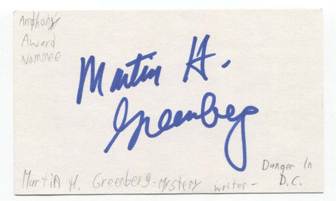 Martin H. Greenberg Signed 3x5 Index Card Autographed Signature Author Writer