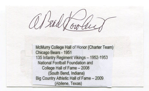 Brad Rowland Signed 3x5 Index Card Autographed College Football Hall of Fame HOF