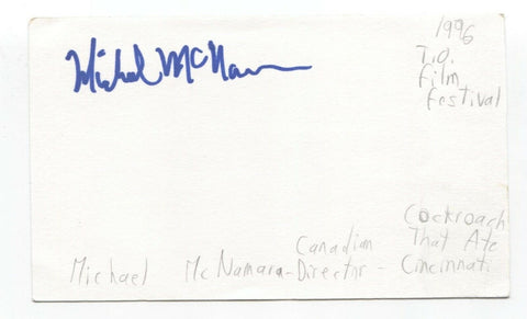 Michael McNamara Signed 3x5 Index Card Autograph Signature Director Filmmaker