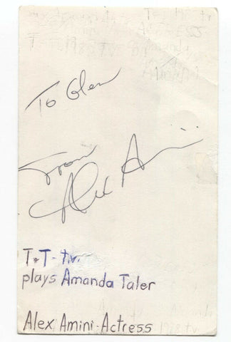 Alex Amini Signed 3x5 Index Card Autographed Signature Actress