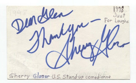 Sherry Glaser Signed 3x5 Index Card Autographed Signature Comedian Comic Actress