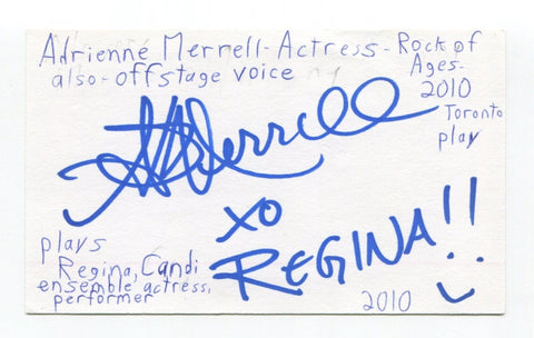Adie Merrell Signed 3x5 Index Card Autographed Actress Odd Squad