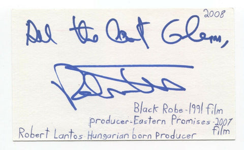 Robert Lantos Signed 3x5 Index Card Autographed Signature Director