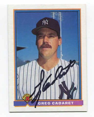 1991 Bowman Greg Cadaret Signed Card Baseball Autographed AUTO #157