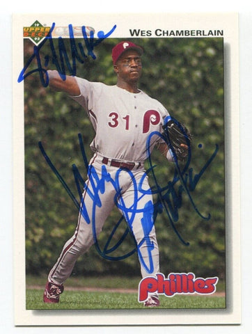 1992 Upper Deck Wes Chamberlain Signed Card Baseball Autographed #347