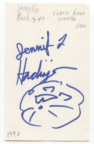 Jennifer Hachigian Signed 3x5 Index Card Autograph Comic Book Artist Spider Man