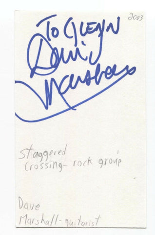 Staggered Crossing - David E.G. Marshall Signed 3x5 Index Card Autographed Band