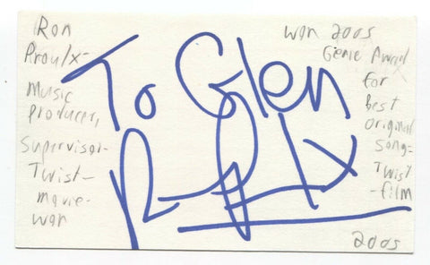 Ron Proulx Signed 3x5 Index Card Autographed Signature Music Producer Twist Film