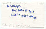 Local Rabbits - Peter Elkas Signed 3x5 Index Card Autographed Signature Band