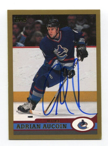 1999 Topps Adrian Aucoin Signed Card Hockey NHL AUTO #180 Vancouver Canucks