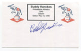 Buddy Hancken Signed 3x5 Index Card Autographed Baseball Philadelphia Athletics