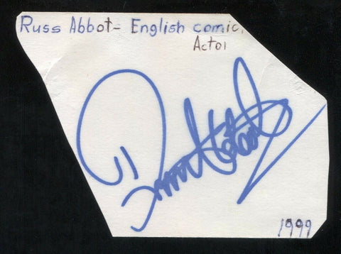 Russ Abbot Signed Cut 3x5 Index Card Autographed Signature Musician Actor