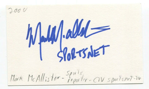 Mark McAllister Signed 3x5 Index Card Autograph Canadian Sports Journalist