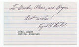 Cyril Wecht Signed 3x5 Index Card Autographed John JFK Assassination