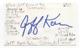 Jeff Korn Signed 3x5 Index Card Autograph Signature Writer Actor Schmucks!