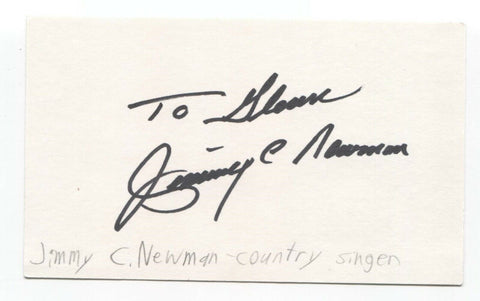 Jimmy C. Newman Signed 3x5 Index Card Autographed Signature Country Singer