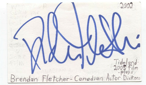 Brendan Fletcher Signed 3x5 Index Card Autographed Signature Actor