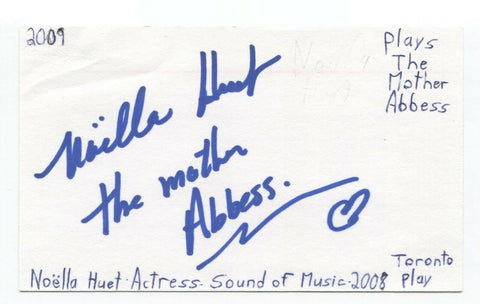 Noella Huet Signed 3x5 Index Card Autographed Signature Actress Singer