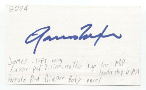 James Laxer Signed 3x5 Index Card Autographed Signature Politician Author 