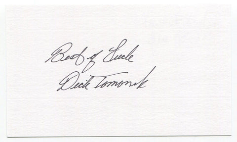 Dick Tomanek Signed 3x5 Index Card Autograph Baseball 1953 Cleveland Indians