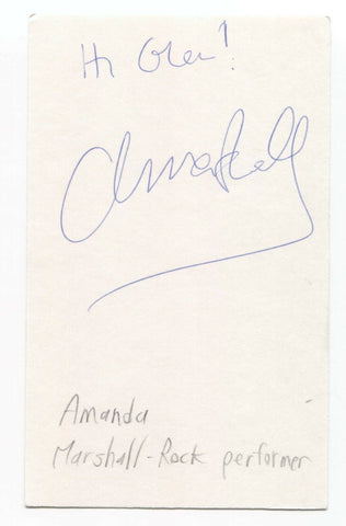 Amanda Marshall Signed 3x5 Index Card Autographed Signature Musician Singer