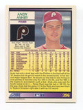 1992 Score Andy Ashby Signed Card Baseball MLB Autographed AUTO #396