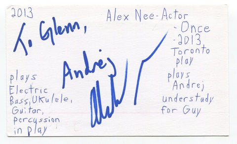 Alex Nee Signed 3x5 Index Card Autographed Actor Once
