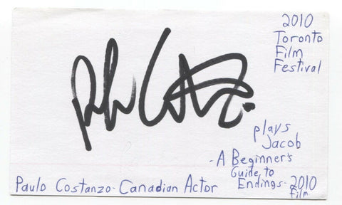 Paulo Costanzo Signed 3x5 Index Card Autographed Actor Road Trip Royal Pains