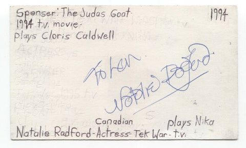 Natalie Radford Signed 3x5 Index Card Autographed Signature Actress