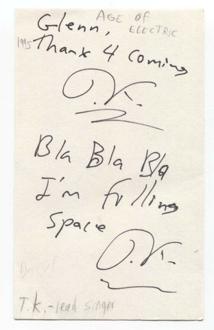 Age of Electric - Todd Kerns Signed 3x5 Index Card Autographed Signature