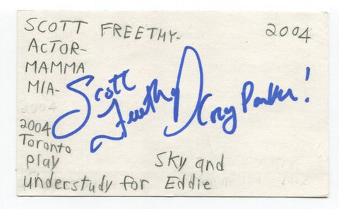 Scott Freethy Signed 3x5 Index Card Autographed Actor Mama Mia