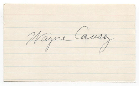 Wayne Causey Signed 3x5 Index Card Baseball Autographed Atlanta Braves