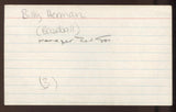 Billy Herman Signed 3x5 Index Card Vintage Autographed Baseball Signature HOF