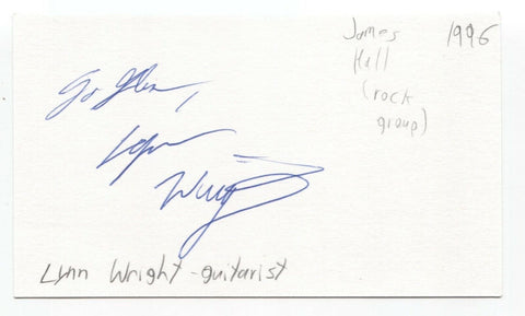 James Hill Band - Lynn Wright Signed 3x5 Index Card Autographed Signature