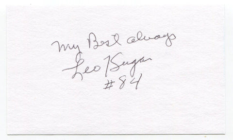 Leo Sugar Signed 3x5 Index Card Autographed Football NFL St. Louis Cardinals