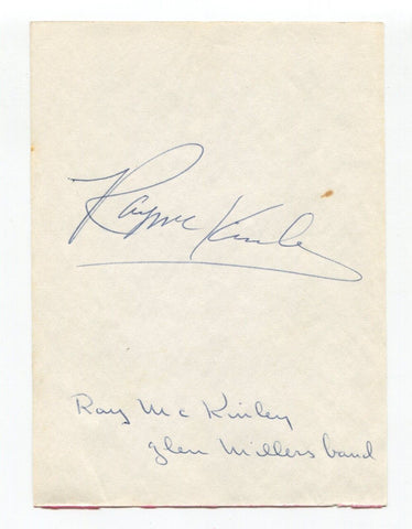 Ray McKinley Signed Album Page Autographed Drummer Big Bandleader