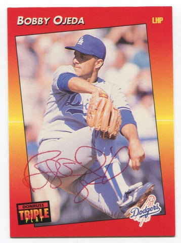 1992 Donruss Triple Play Bobby Ojeda Signed Card Baseball Autographed AUTO #21