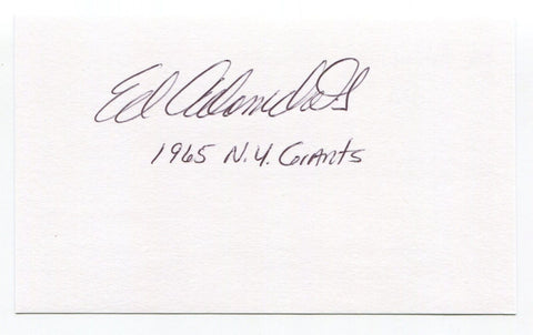 Ed Adamchik Signed 3x5 Index Card Autograph Signature NFL New York Giants