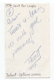 James "Talent" Harris Signed 3x5 Index Card Autographed Signature Comedian Comic